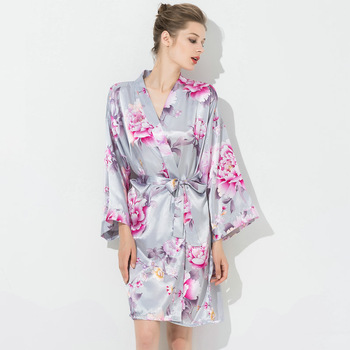 New Floral Chinese silk robe bridesmaid satin robes CR005, View .