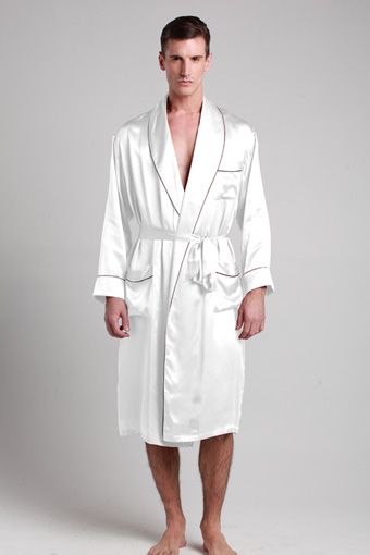100-percent pure and soft white silk robes for men are made of 19 .