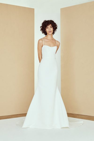 Spaghetti Strap Fit And Flare Simple Wedding Dress | Kleinfeld Brid