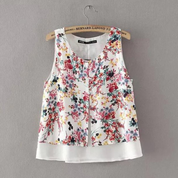 blouse, brenda-shop, crop tops, cropped, floral, floral tank top .