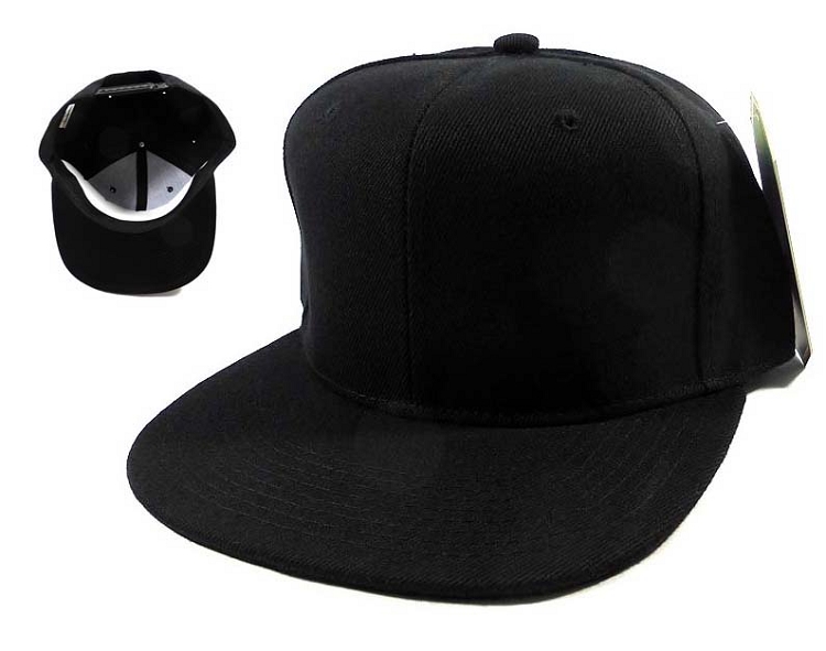 Blank Black Snapback Caps Hats Wholesale - Black Under Bi
