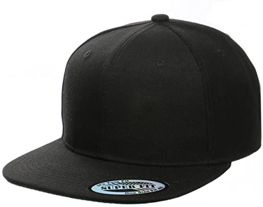 Blank Adjustable Flat Bill Plain Snapback Hats Caps (One Size .