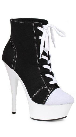 👠 Sexy Black Sneaker Heel Booties - 6 Inch Heels in Sizes 11 - 12 .