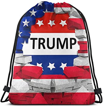 Amazon.com | American USA Trump Flag Drawstring Backpack Sports .