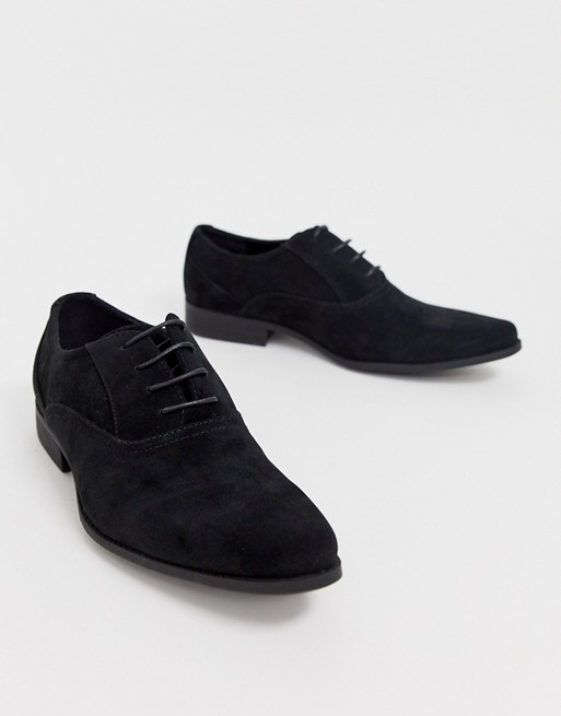 ASOS DESIGN oxford shoes in black faux suede | AS