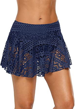 Amazon.com: Jersri Women Swim Skirts Bottoms,Lace Crochet Low .