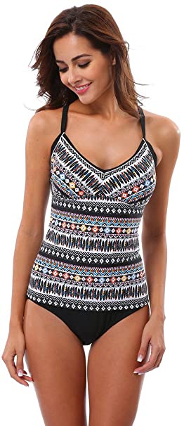 ATTRACO Womens Tankini Swimsuits Bathing Suits Wireless Bra Tops .