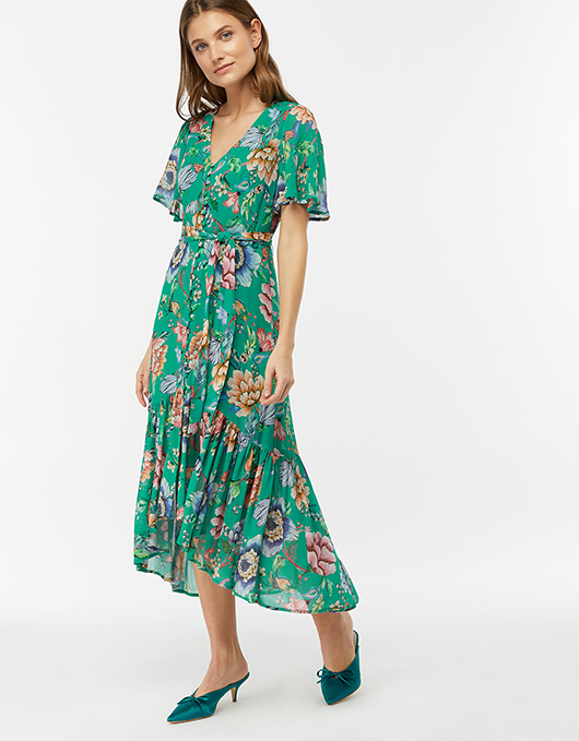 Alba Print Tea Dress | Green | UK 8 / US 4 / EU 36 | 6429080708 .