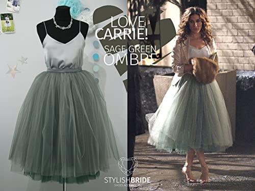 Amazon.com: Carrie Bradshaw Ombré Tulle Skirt Leaf Green 7 Layers .