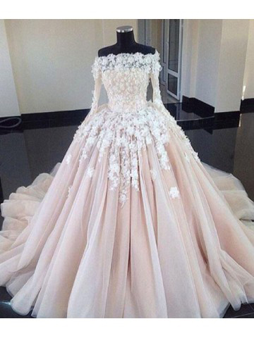 Ball Gown Wedding Dresses,Unique Wedding Dress,,Long Sleeves .