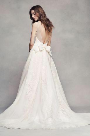Vera Wang White 'Pleated V-Neck' size 10 new wedding dress .