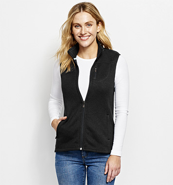 Women's Marled Sweater Fleece Zip-Front Vest - Orv