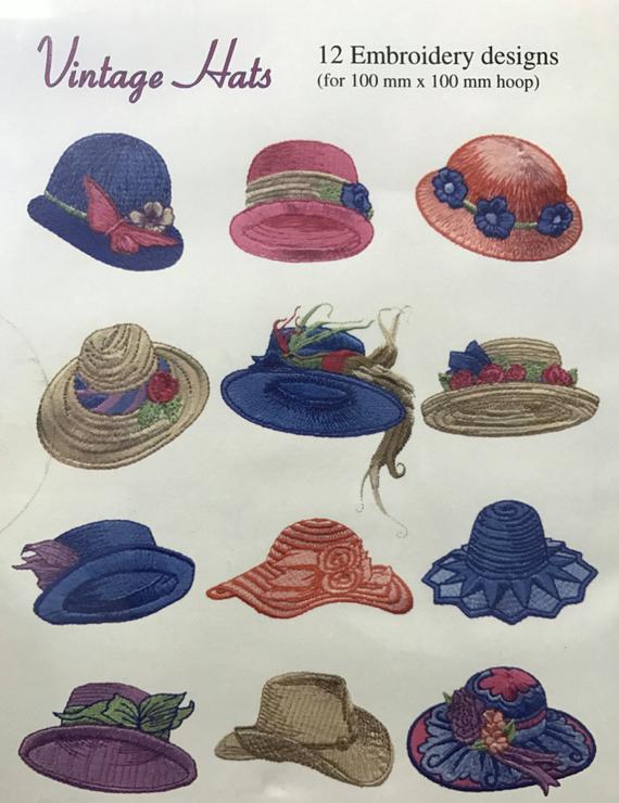 Vintage Hats machine embroidery designs Multi-format CD by | Et