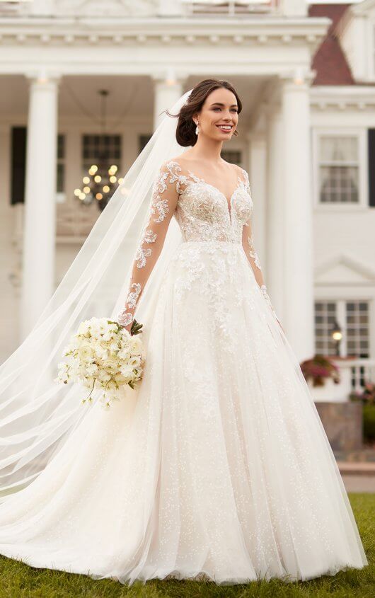 Beaded A-Line Wedding Dress with All-Over Sparkle - Martina Lia