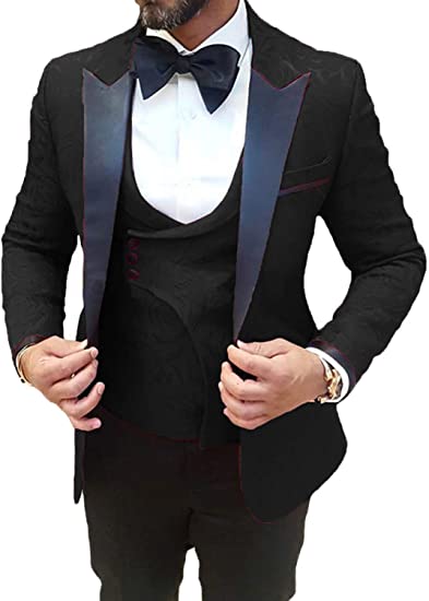 Everbeauty Mens Wedding Suit Prom Tuxedo Slim Fit 3 Piece Groom .