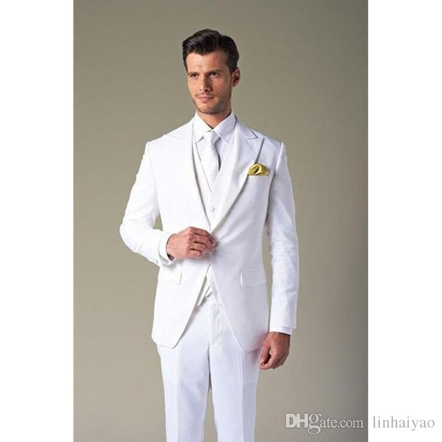 2020 New Custom Made Slim Fit Groomsman Suits Mens White Wedding .