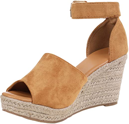 Amazon.com | Ferbia Wedges Shoes for Women Espadrilles Heels Ankle .