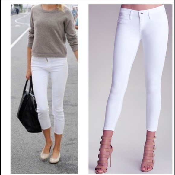 Pants | White Cropped Jeggings | Poshma