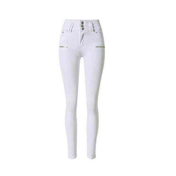 2018 fashion zippers elastic high waist jeans woman white skinny .