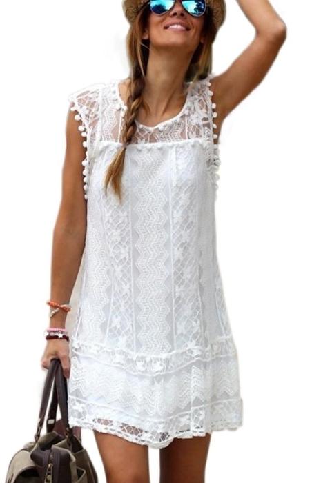 Daisy™ - White Short Summer Beach Dress — Boots N Bags Heav