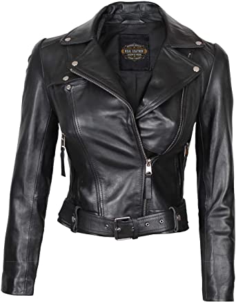 Black Leather Jacket Women - Real Lambskin Quilted Leather Jacket .