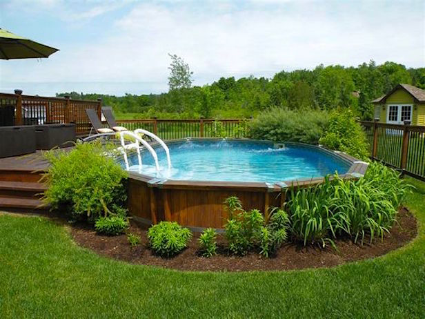 diy above ground pool landscaping