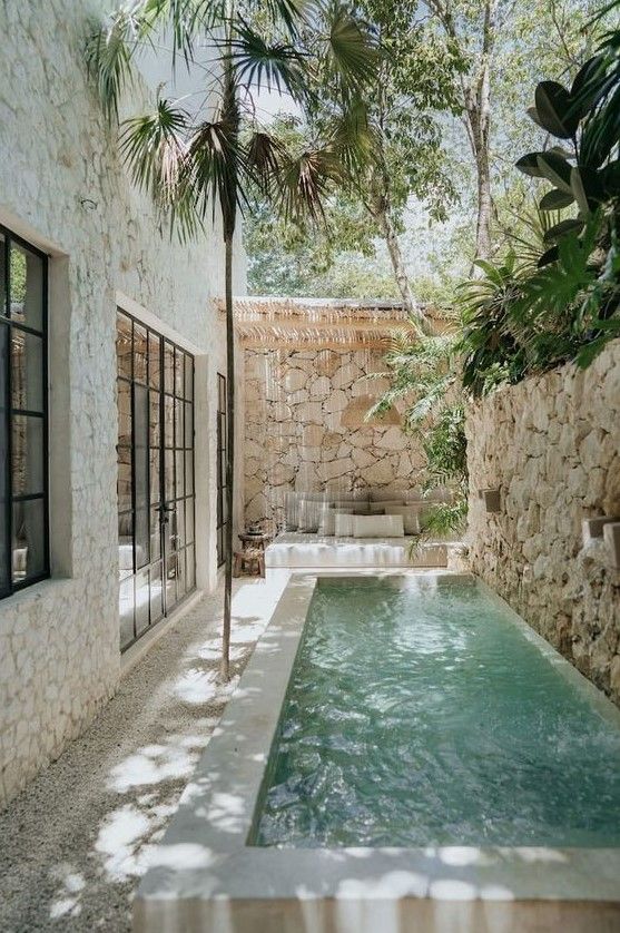 A Cozy Oasis: A Tiny Garden with a Pool