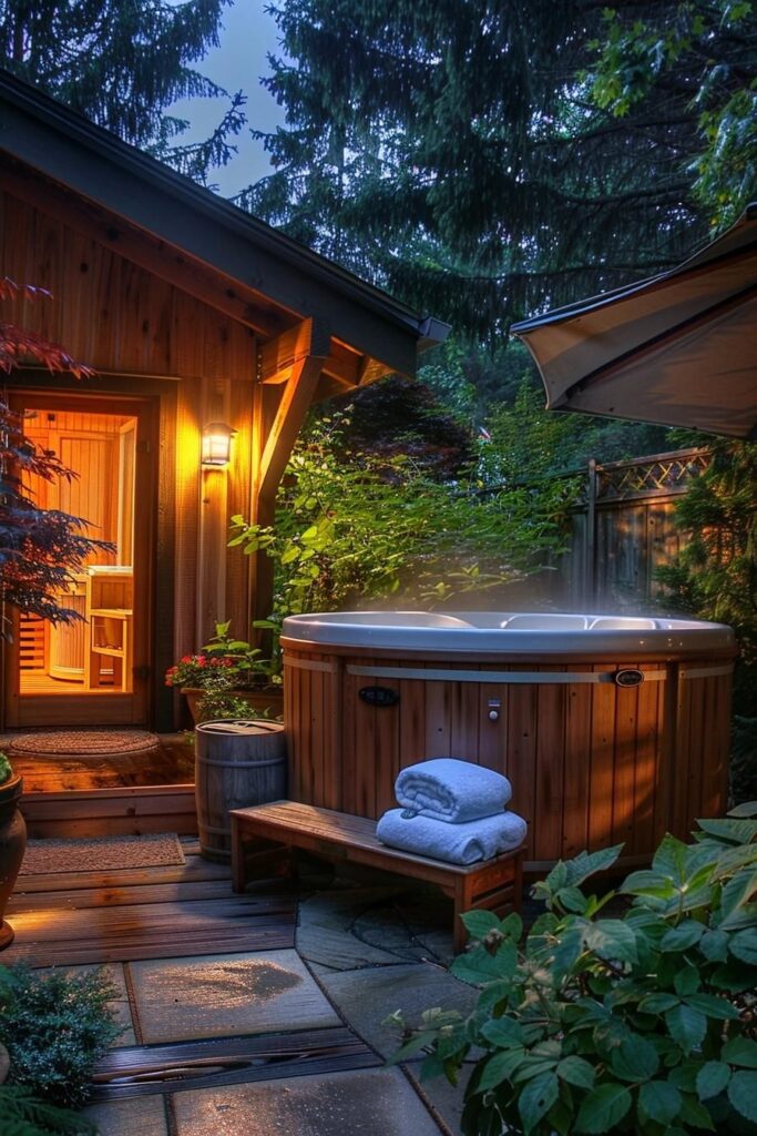 small garden hot tub ideas