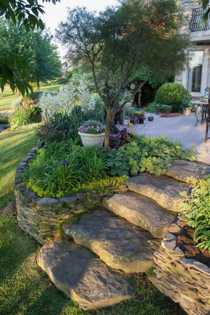 sloped backyard landscaping