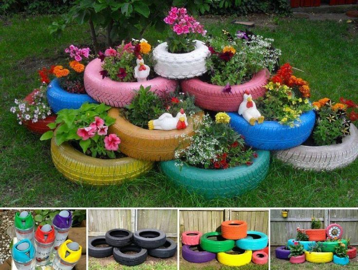 garden ideas with tires