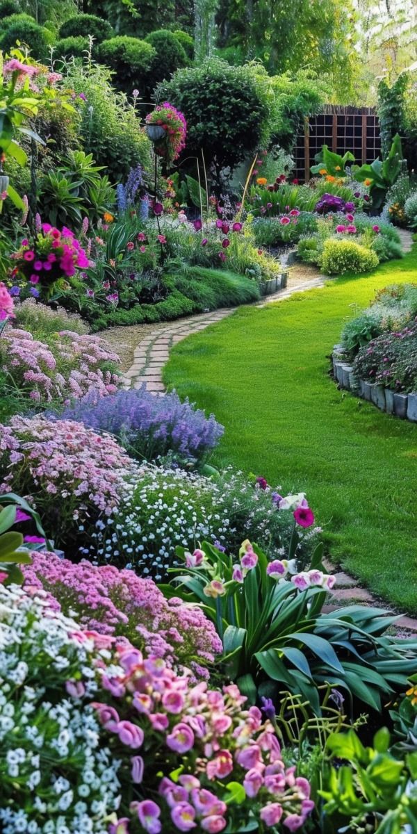 Creative and Lush Front Yard Flower Garden Inspiration