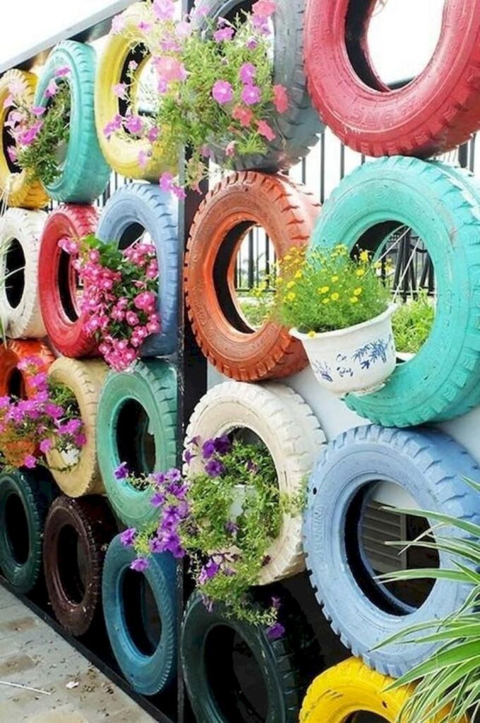 garden ideas with tires