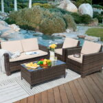 Lacoo 4 Pieces Patio Furniture Sets Rattan Chair Wicker .