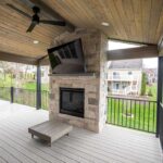 Covered Deck with Stone Fireplace Des Peres, Missouri - California .