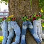 Plant your pants: Blue jeans make creative garden container .