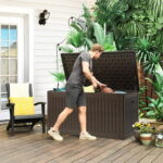 Dextrus 260 Gallon Extra Large Deck Box, Double-Wall Resin Outdoor .