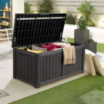 Lacoo Outdoor Storage Box 120 Gallon Waterproof Deck Box For Potia .