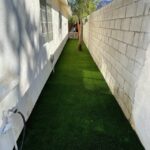 Side yard before and after synthetic dog run in Desert area : r .