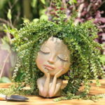 Face Head Planter Succulent Plant Flower Pot Resin Container With .