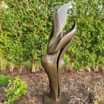 Bronze Garden Sculpture of an Embracing Couple Abstract and Modern .