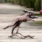 Running Bunny Garden Sculpture - Iron Accen