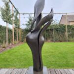 Bronze Garden Sculpture of an Embracing Couple Abstract and Modern .