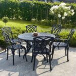 Amy 120cm Round - 6 Seater Bronze Garden Table Set | Lazy Sus