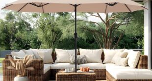 Amazon.com : PHI VILLA 13ft Large Patio Umbrella Double-Sided Twin .