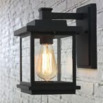LNC Square 1-Light Black Outdoor Wall Lantern Sconce with Clear .