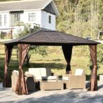 Outsunny 12 ft. x 10 ft. Steel Hardtop Canopy Gazebo with Fully .