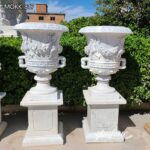 Hand Carved Large Garden White Marble Planters for Sale MOKK-817 .