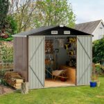 Sizzim 6.4 ft. W x 3.6 ft. D Gray Metal Storage Shed with Lockable .