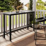 Crestlive Products Black Patio Rectangle Metal Bar Height Outdoor .