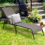 Costway Outdoor Patio Lounge Chair Chaise Fabric Adjustable .
